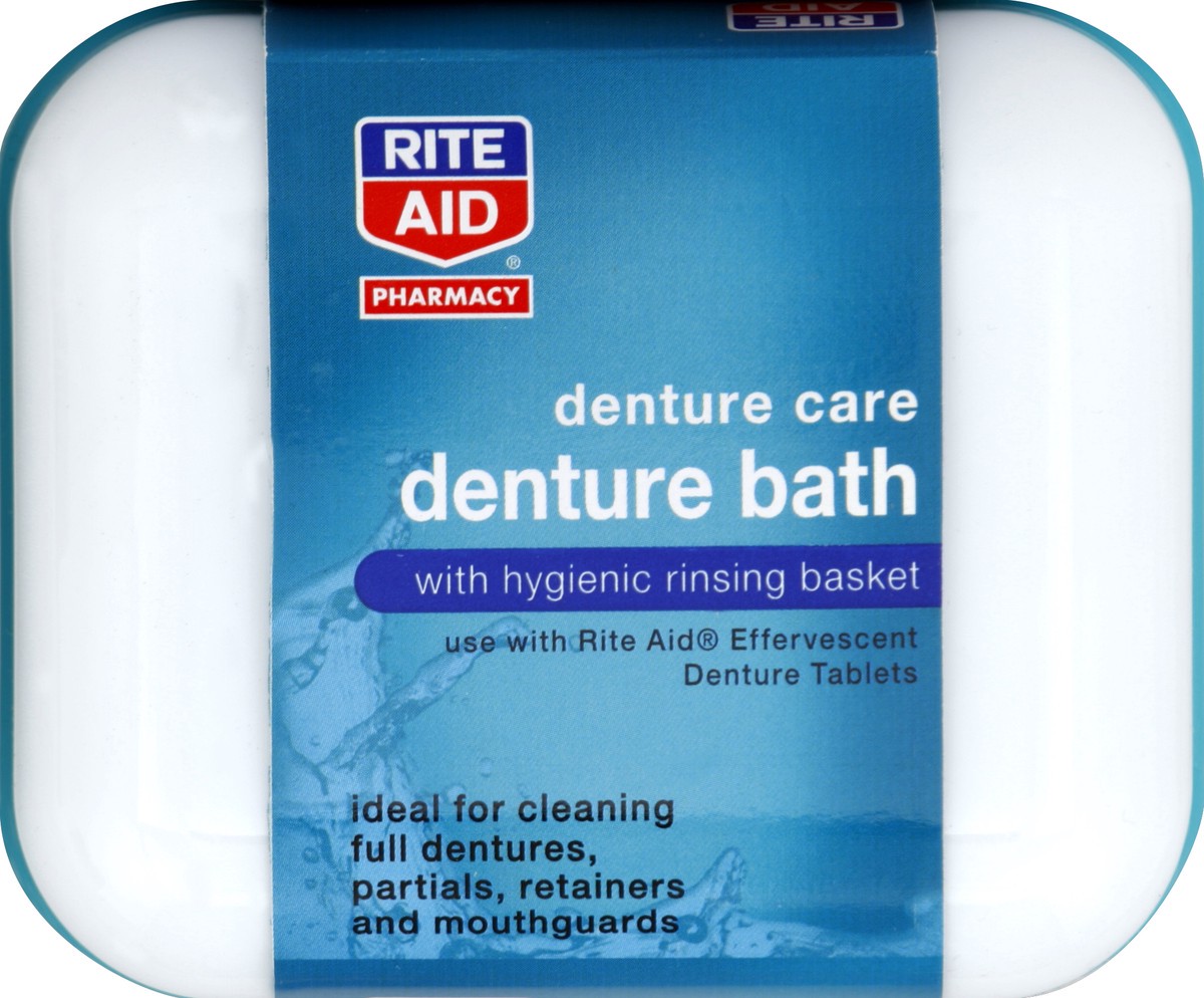 slide 2 of 6, Rite Aid Pharmacy Denture Bath with Hygienic Rinsing Basket, 1 ct