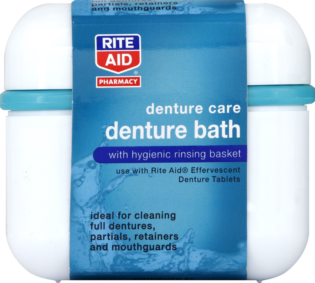 slide 5 of 6, Rite Aid Pharmacy Denture Bath with Hygienic Rinsing Basket, 1 ct