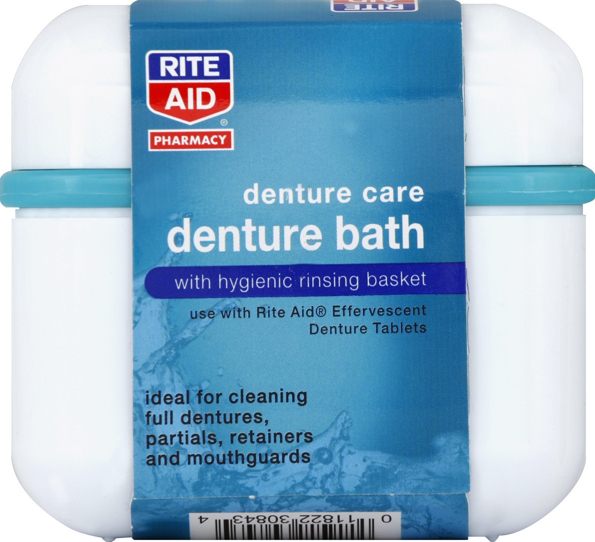 slide 6 of 6, Rite Aid Pharmacy Denture Bath with Hygienic Rinsing Basket, 1 ct