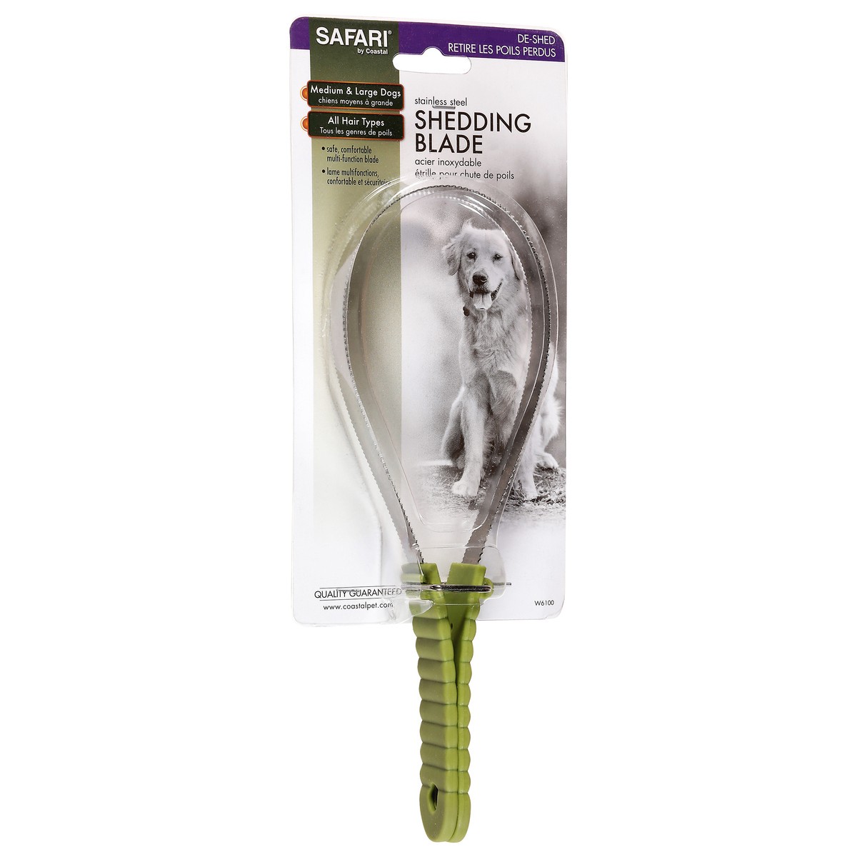 slide 9 of 13, Safari by Coastal Dual-Sided Dog Shedding Blade, No Color, Medium-Large (10" L x 3.25" W), 1 ct