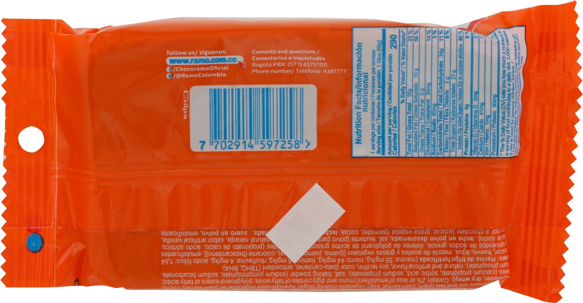 slide 7 of 9, Ramo Chocoramo Chocolate Flavor Vanilla Cake with Chocolate Flavor Coating 2.29 oz, 1 ct