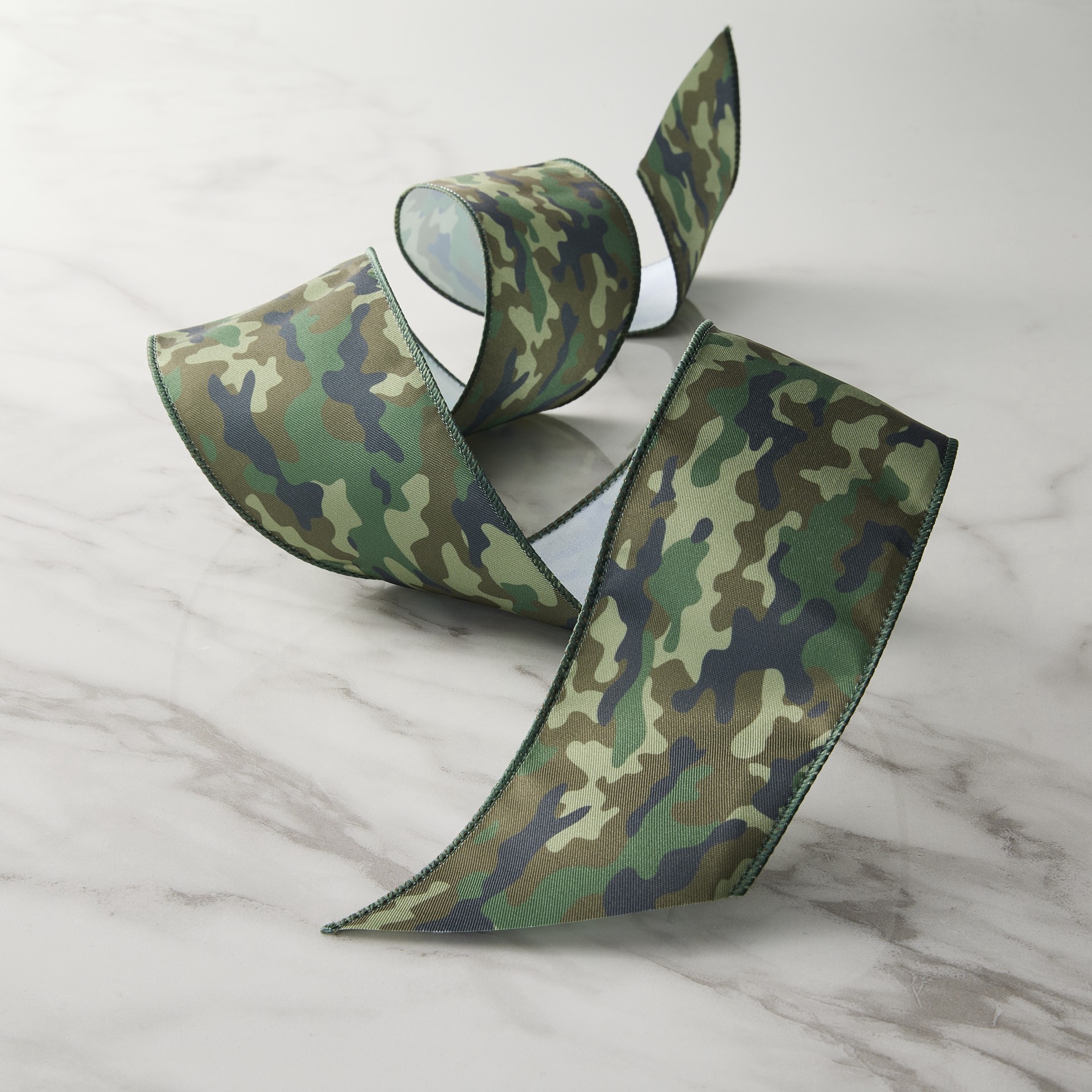 slide 2 of 2, 2.5" X 3yd. Wired Green Camo Ribbon By Celebrate It Classic, 2.5 in x 3 yd