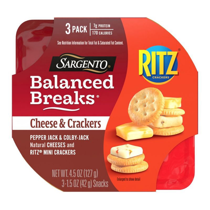 slide 1 of 1, Sargento Balanced Breaks Cheese & Mini Ritz Crackers - 4.5oz/3ct, 3 ct; 4.5 oz