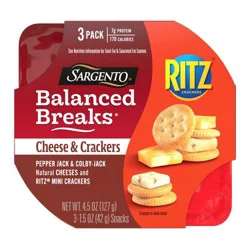 Sargento Cheese & Crackers Pepper Jack & Colby-Jack/Ritz Crackers Balanced Breaks 3 - 1.5 oz Snacks