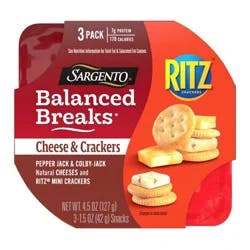 Sargento Cheese & Crackers Pepper Jack & Colby-Jack/Ritz Crackers Balanced Breaks 3 - 1.5 oz Snacks