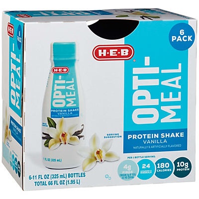 slide 1 of 1, H-E-B Opti-Meal Vanilla Protein Shake 6 pk, 11 oz