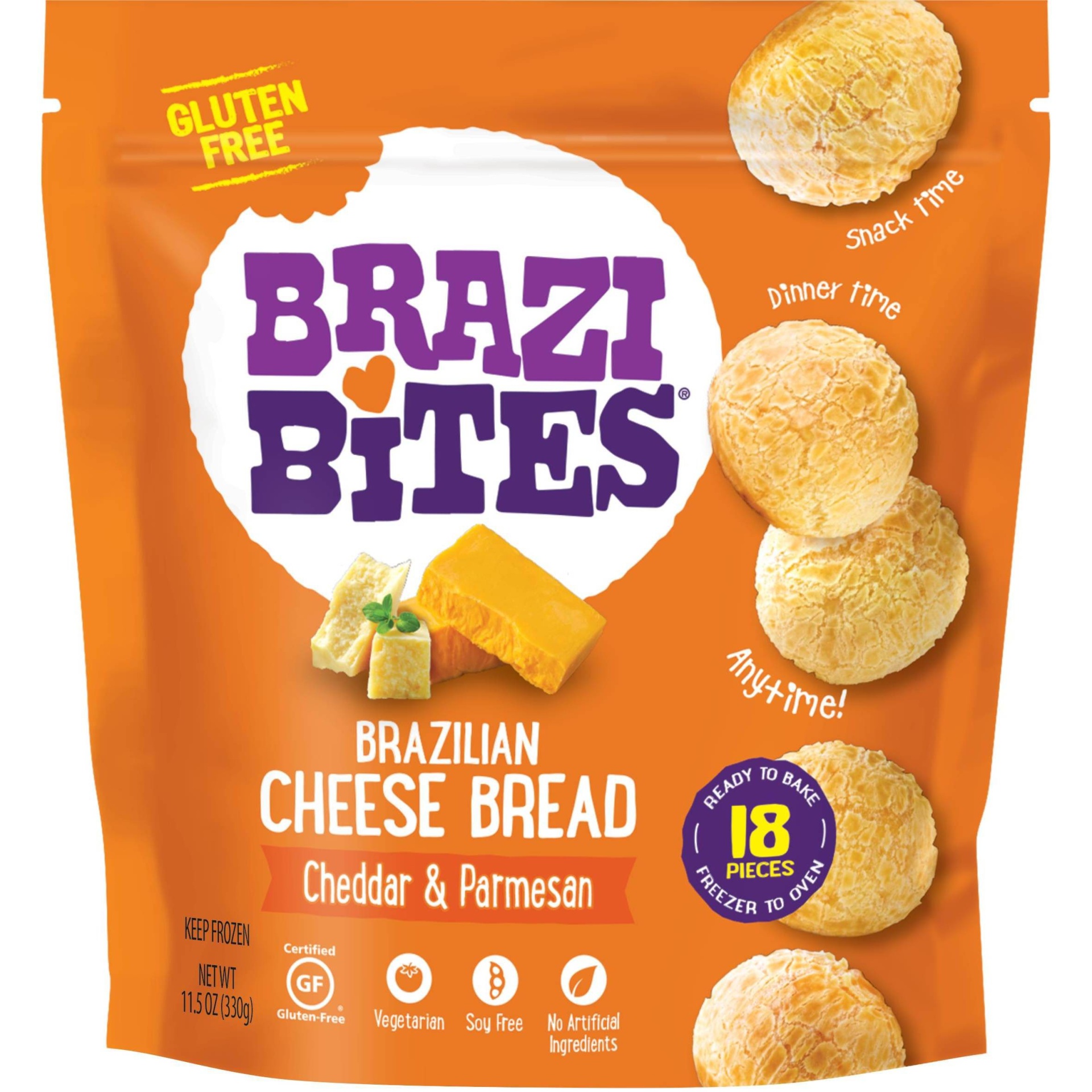 slide 1 of 2, Brazi Bites Cheddar Parmesan Brazilian Cheese Bread, 11.5 oz