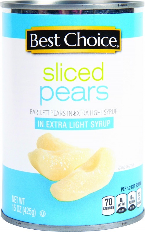 slide 1 of 1, Best Choice Sliced Pears In Extra Light Syrup, 15 oz