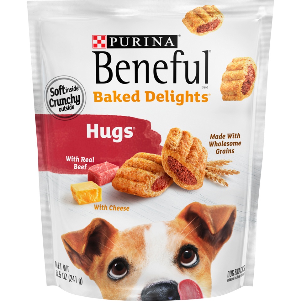 slide 1 of 7, Purina Beneful Baked Delights Dog Snacks Hugs Beef Cheese, 11 oz