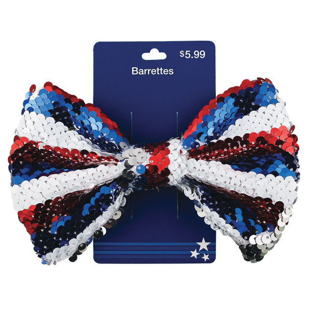slide 1 of 1, R/W/B Large Sequin Bow Clip, 1 ct