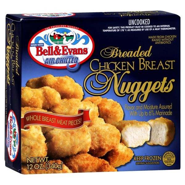 slide 1 of 1, Bell & Evans Breaded Chicken Breast Nuggets, 12 oz