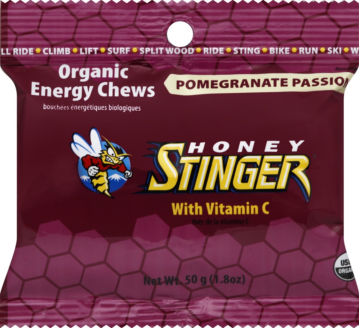 slide 3 of 4, Honey Stinger Chews Energy Pomegranate Passion Fruit, 1.8 oz