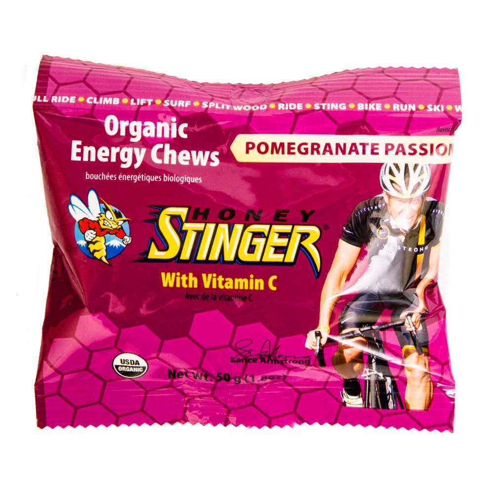 slide 1 of 4, Honey Stinger Chews Energy Pomegranate Passion Fruit, 1.8 oz