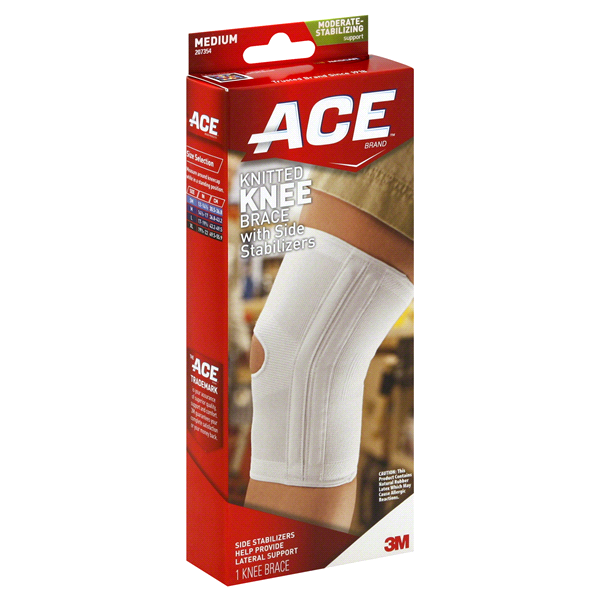 slide 1 of 1, Ace Plus Medium Knee Brace with Side Stabilizers, MED