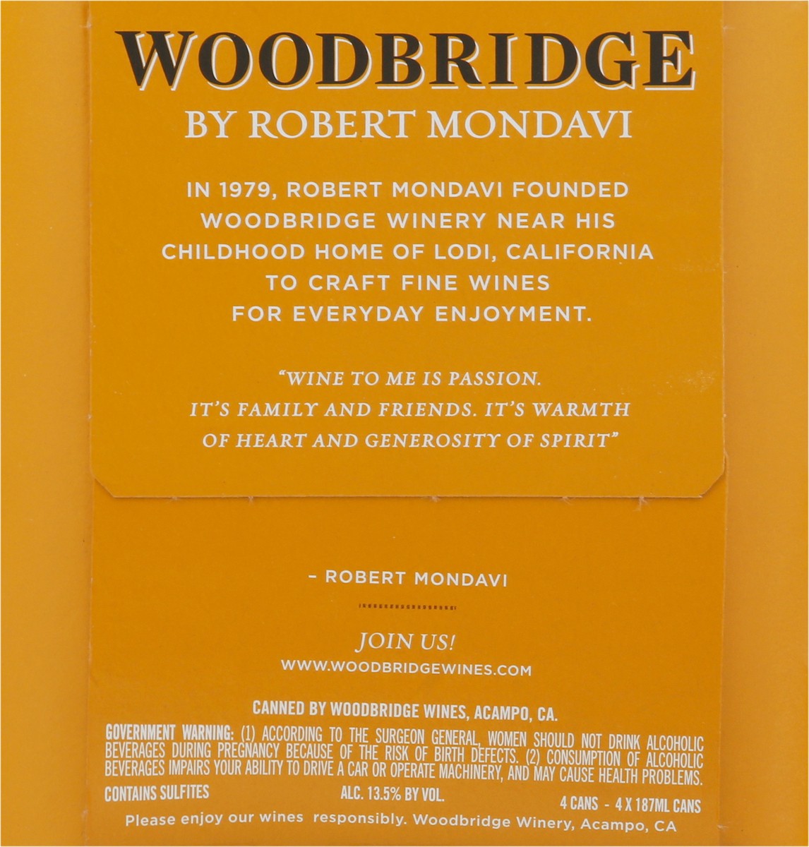 slide 7 of 9, Woodbridge by Robert Mondavi Chardonnay White Wine, 4 pk 187 mL Cans, 25.29 fl oz