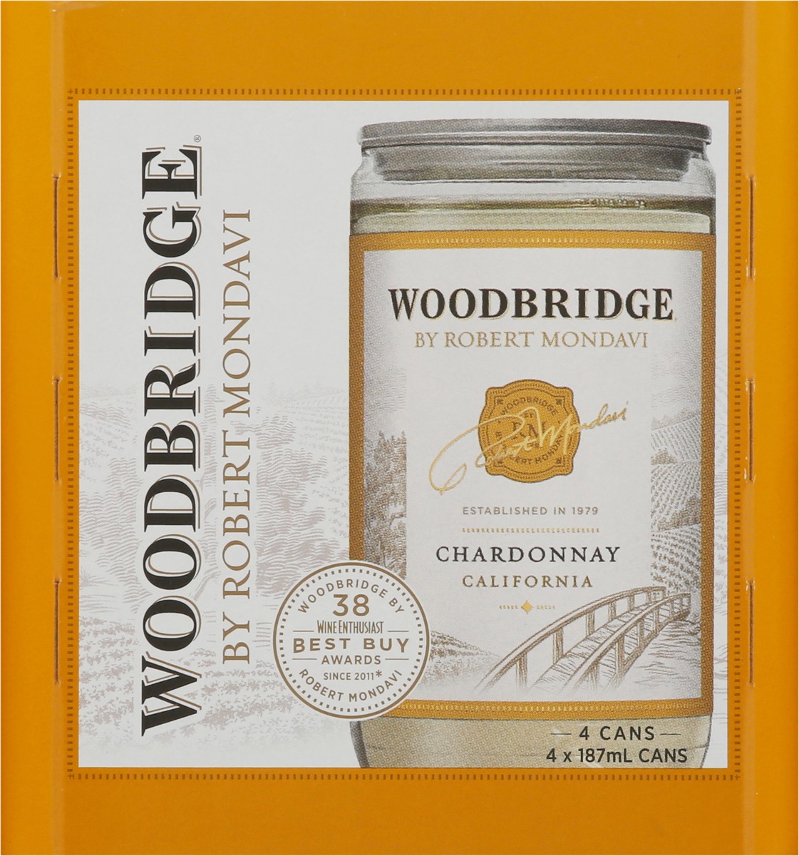 slide 3 of 9, Woodbridge by Robert Mondavi Chardonnay White Wine, 4 pk 187 mL Cans, 25.29 fl oz