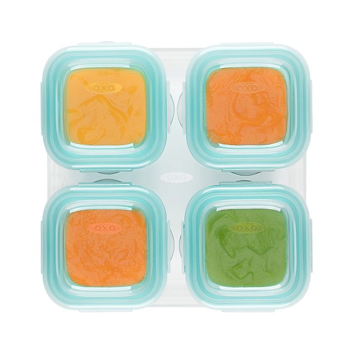 slide 3 of 10, OXO Tot Glass Baby Food Storage Blocks - Teal, 4 ct; 4 oz