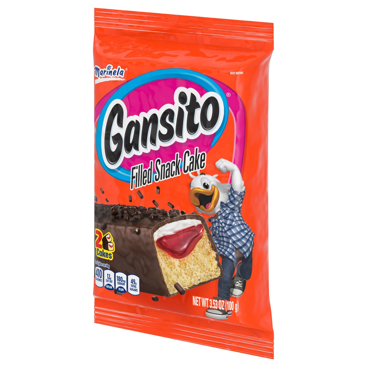 slide 5 of 14, Marinela Gansito Strawberry and Crème Filled Snack Cakes, Twin Pack, 3.53 oz, 2 ct