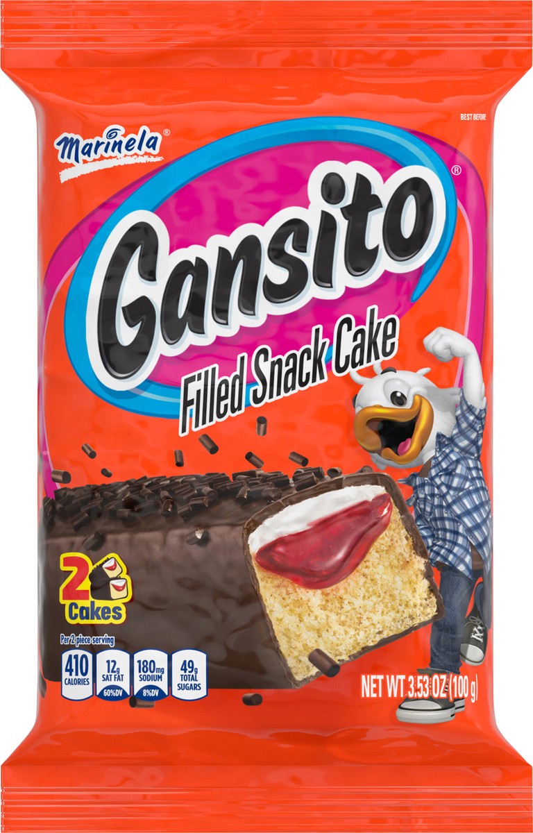 slide 9 of 14, Marinela Gansito Strawberry and Crème Filled Snack Cakes, Twin Pack, 3.53 oz, 2 ct