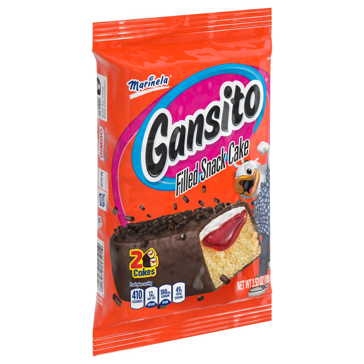 slide 11 of 14, Marinela Gansito Strawberry and Crème Filled Snack Cakes, Twin Pack, 3.53 oz, 2 ct