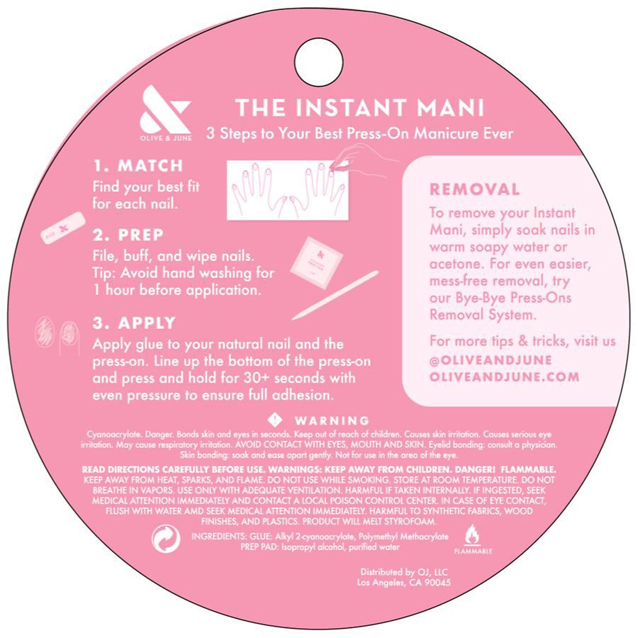 slide 4 of 5, Olive & June Inst Mani Press On Nails Oval M Iridescent Pink, 1 ct