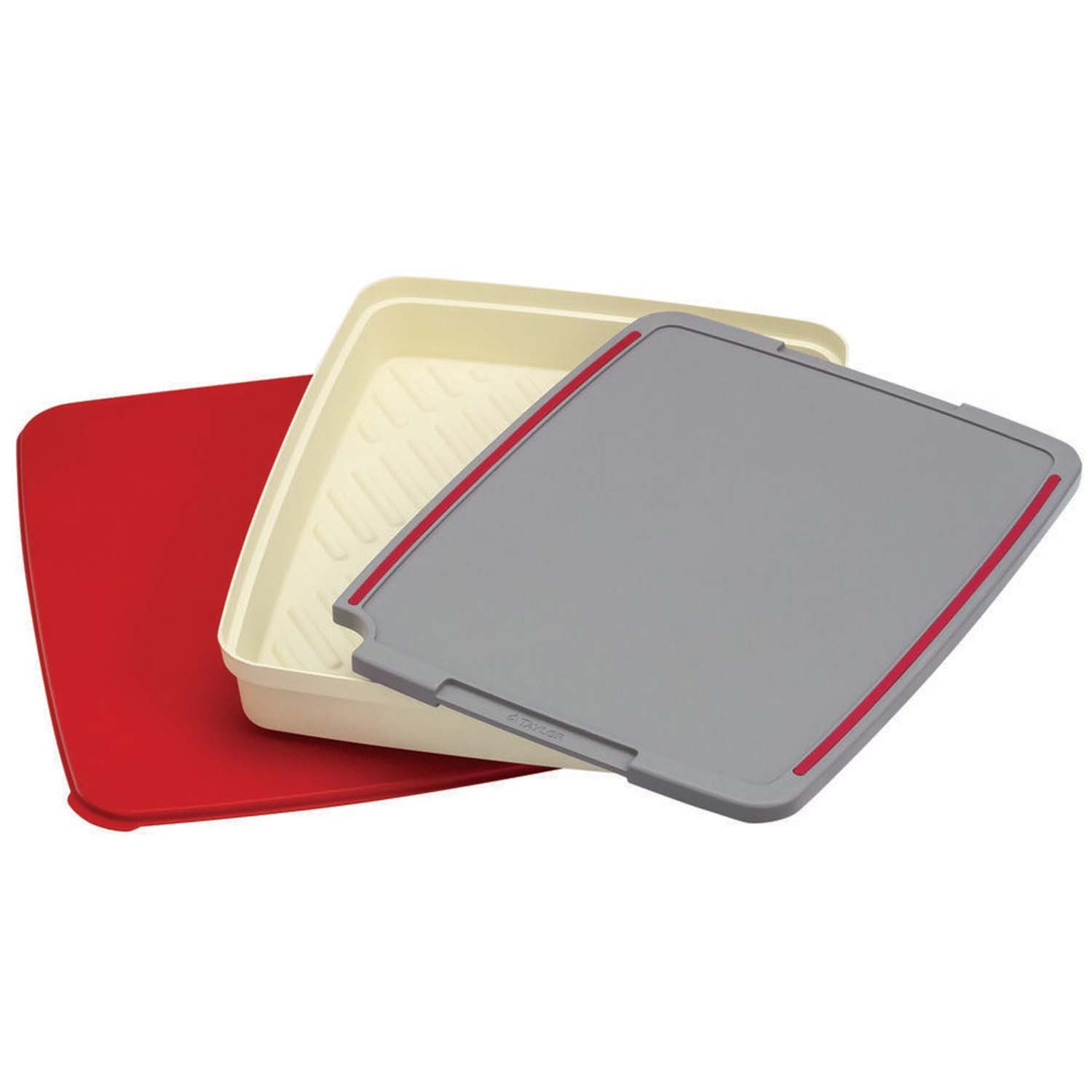 slide 1 of 1, Taylor Prep and Serve Tray with Thermometer, Red, 1 ct