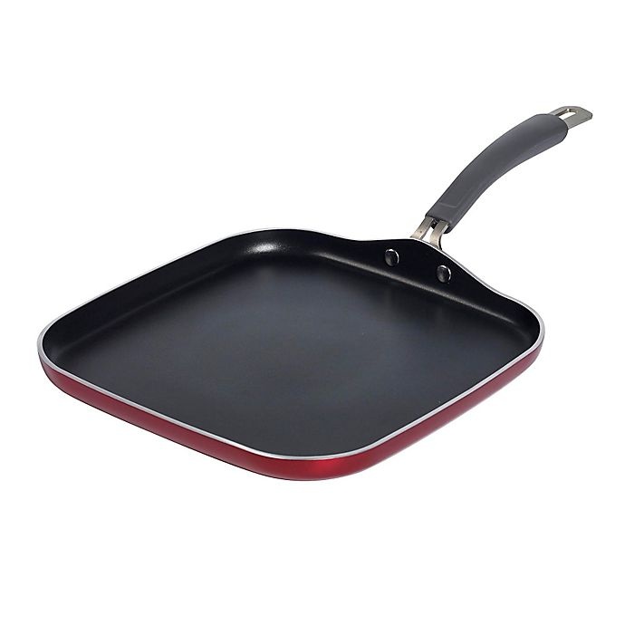 slide 1 of 2, Epicurious Aluminum Nonstick Square Griddle - Red, 12 in