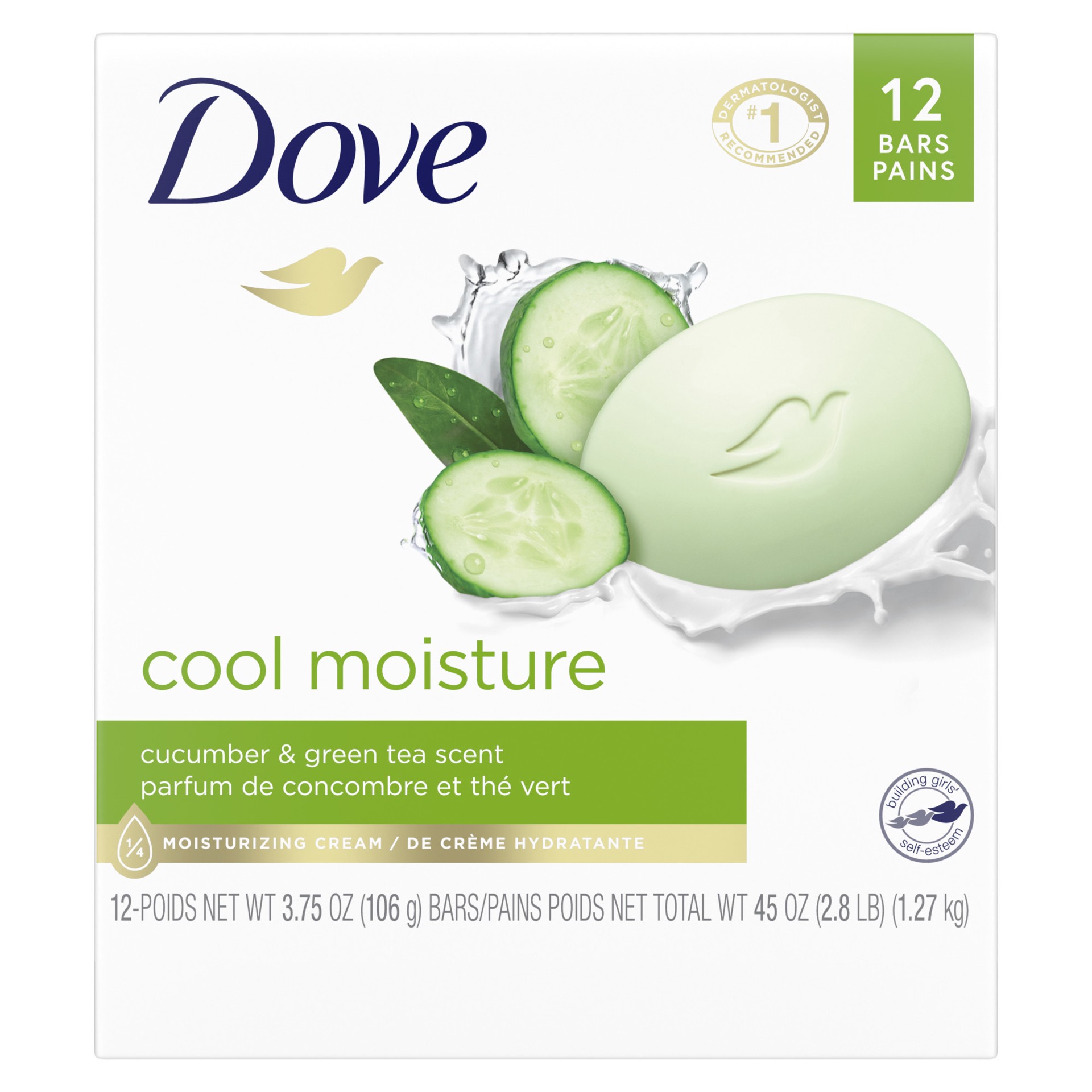 slide 2 of 5, Dove Beauty Bar Soap Cool Moisture Cucumber & Green Tea Scent, 3.75 Oz, 12 ct