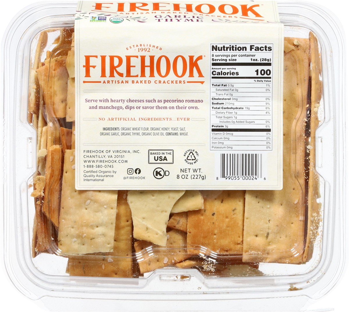slide 3 of 14, Firehook Organic Garlic Thyme Artisan Baked Crackers 8 oz, 7 oz