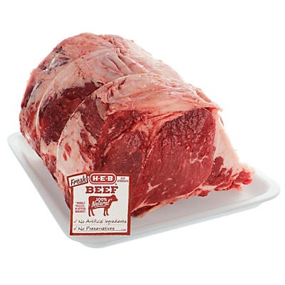 slide 1 of 1, H-E-B Beef Ribeye Roast Bone-In, USDA Select, per lb