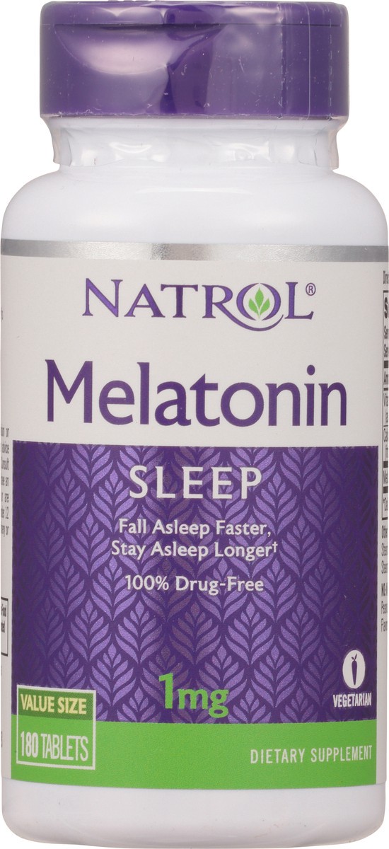 slide 6 of 14, Natrol 1mg Melatonin Sleep Aid Tablets, Fall Asleep Faster, Stay Asleep Longer, Dietary Supplement, 180 Count, 180 ct