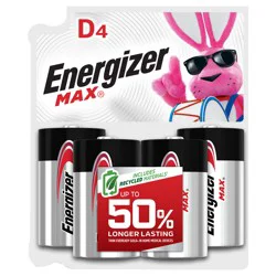 Energizer MAX D Batteries (4 Pack), D Cell Alkaline Batteries