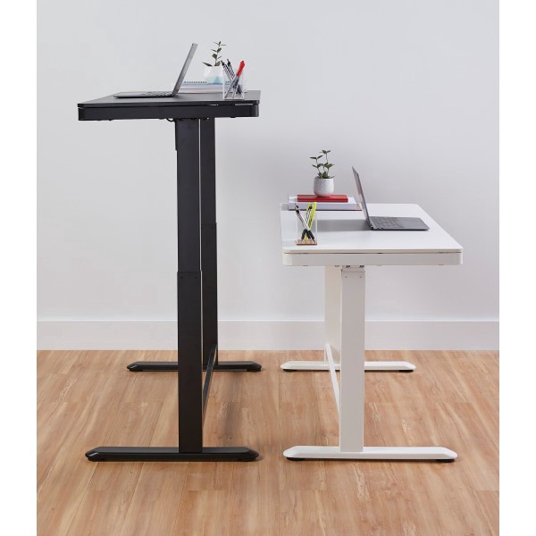 slide 6 of 10, Realspace 48''W Electric Height-Adjustable Standing Desk, White, 1 ct