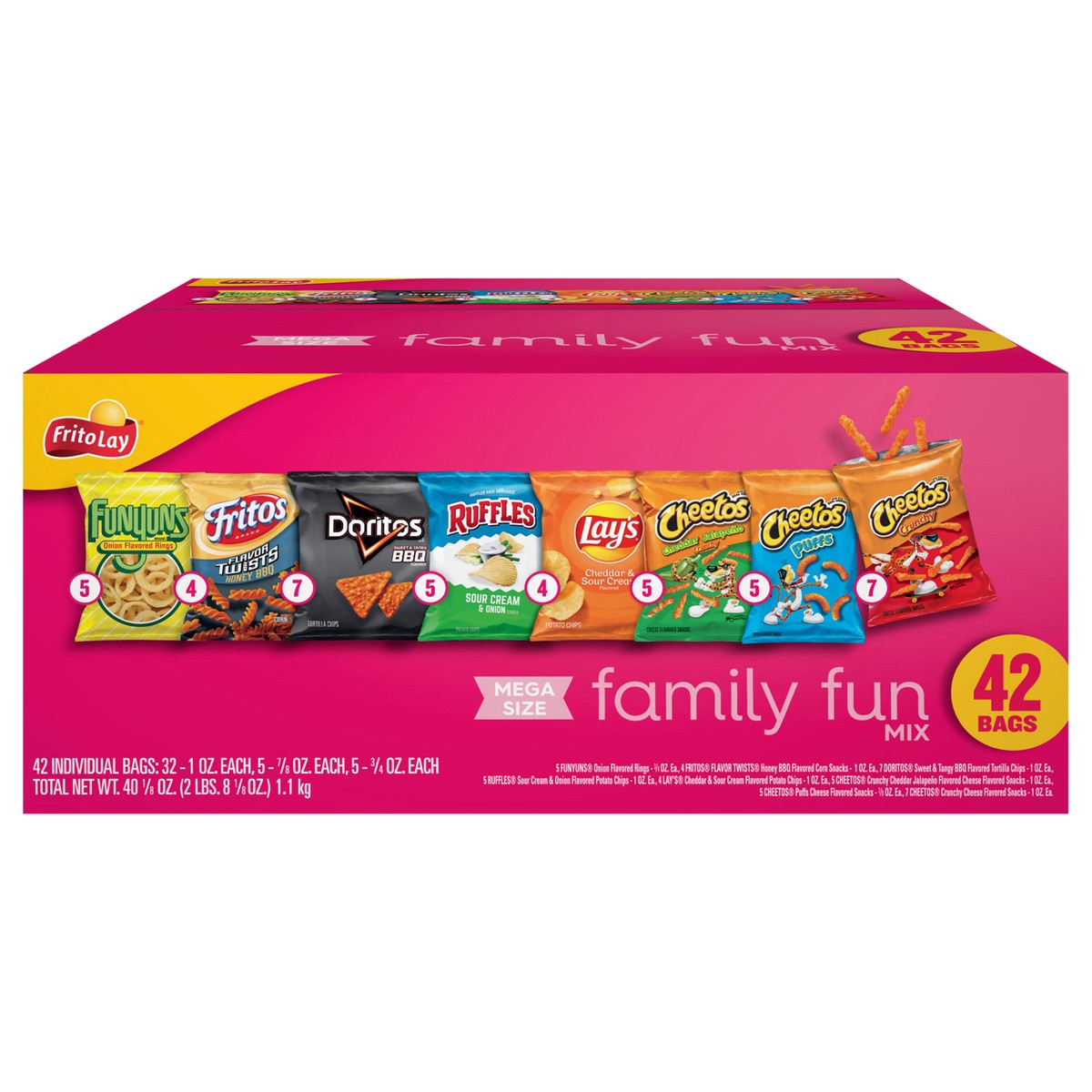 slide 1 of 13, Frito-Lay Snacks Variety Packs Fun Mix 40.125 Oz, 42 Count, 42 ct
