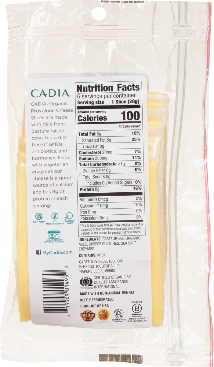 slide 2 of 14, Cadia Organic Provolone Cheese Slices 6 oz, 6 oz