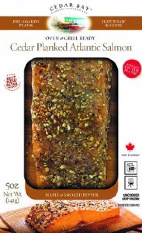 slide 1 of 1, Cedar Bay Maple & Smoked Pepper Cedar Planked Atlantic Salmon, 5 oz