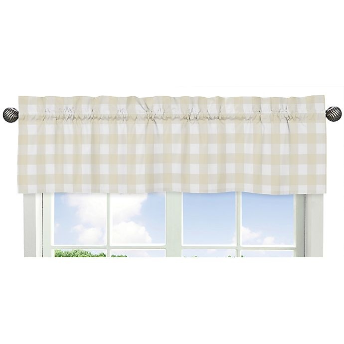 slide 1 of 1, Sweet Jojo Designs Woodland Camo Buffalo Check Window Valance - Beige/White, 1 ct