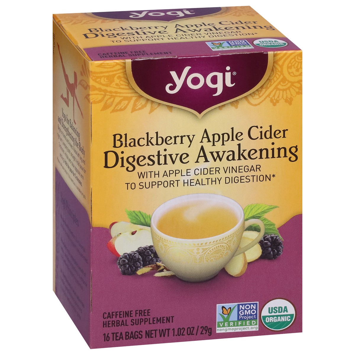 slide 4 of 9, Yogi Tea Bags Digestive Awakening Blackberry Apple Cider Herbal Supplement 16 Tea Bags - 16 ct, 16 ct