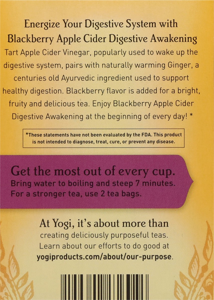 slide 7 of 9, Yogi Tea Bags Digestive Awakening Blackberry Apple Cider Herbal Supplement 16 Tea Bags - 16 ct, 16 ct