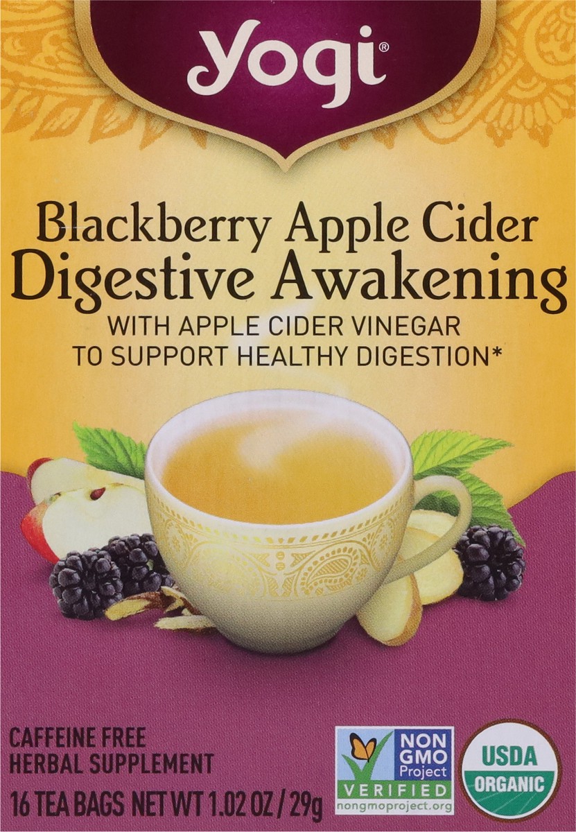 slide 8 of 9, Yogi Tea Bags Digestive Awakening Blackberry Apple Cider Herbal Supplement 16 Tea Bags - 16 ct, 16 ct