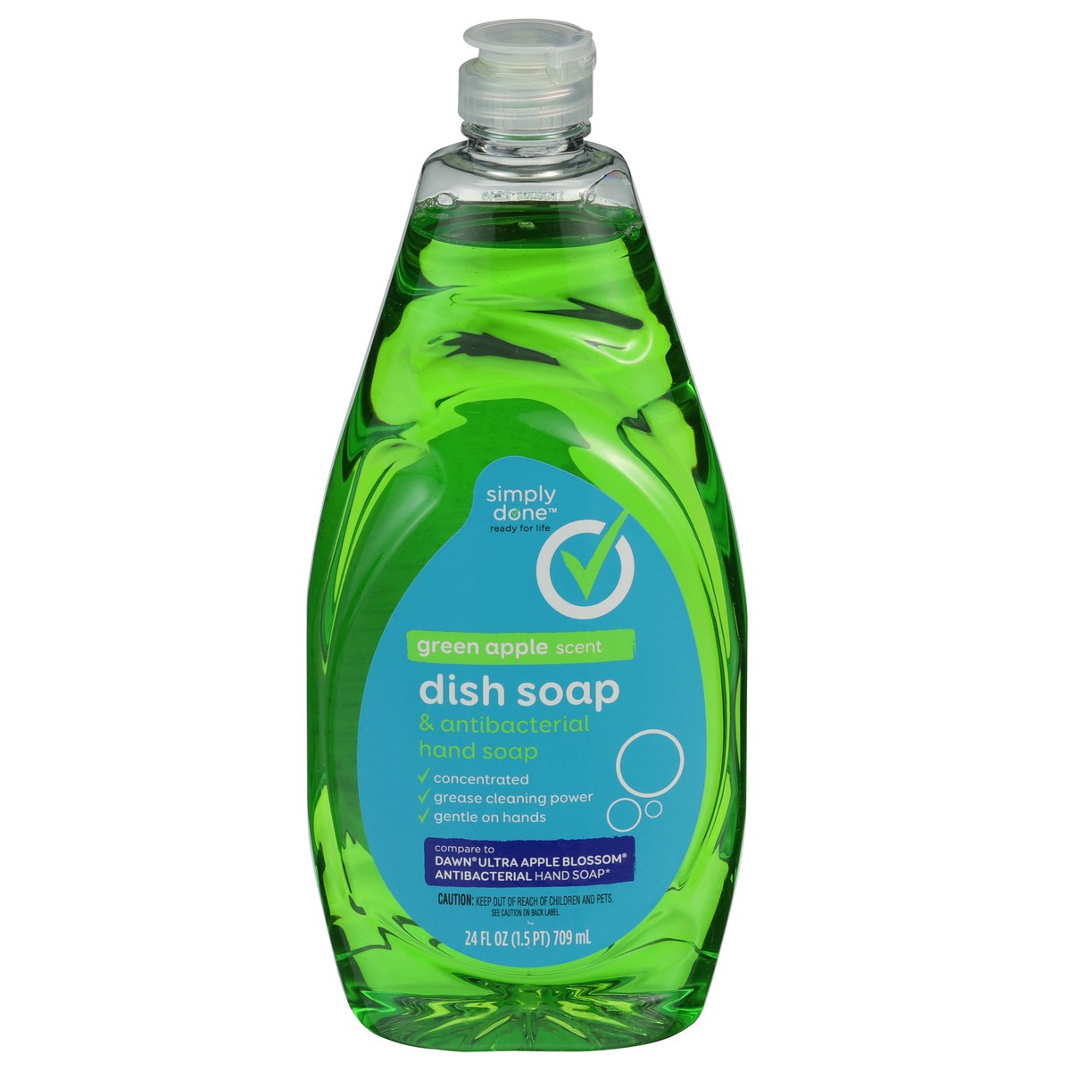 slide 1 of 11, Simply Done Dish & Antibacterial Hand Soap, Green Apple, 24 fl oz