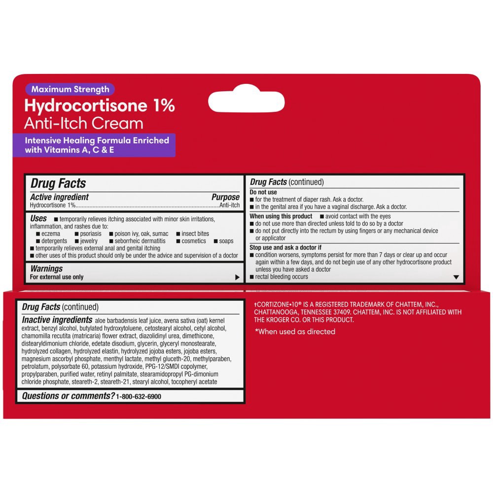 slide 5 of 6, Kroger Maximum Strength Hydrocortisone Anti-Itch Cream, 1 oz