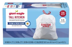 Giant Eagle Tall Kitchen Drawstring Trash Bags Clean & Fresh