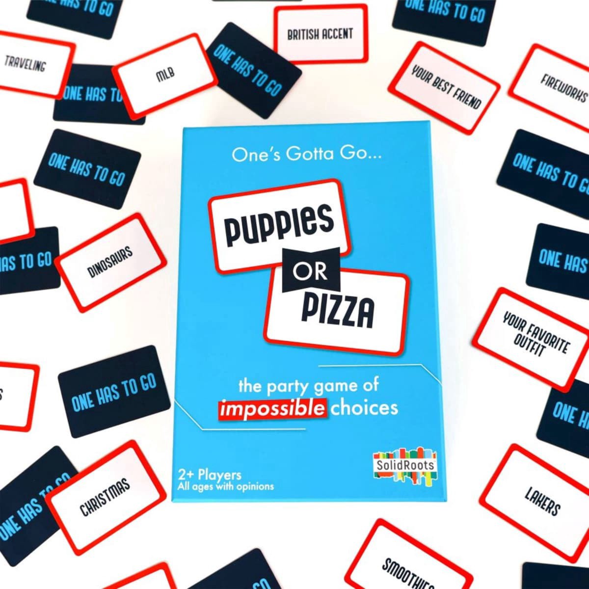 slide 2 of 25, Puppies or Pizza? The Card Game of Impossible Choices | Family Games, Adult Games, Travel Games, Camping Games | Party Games for Adults & Kids Ages 8+, 1 ct