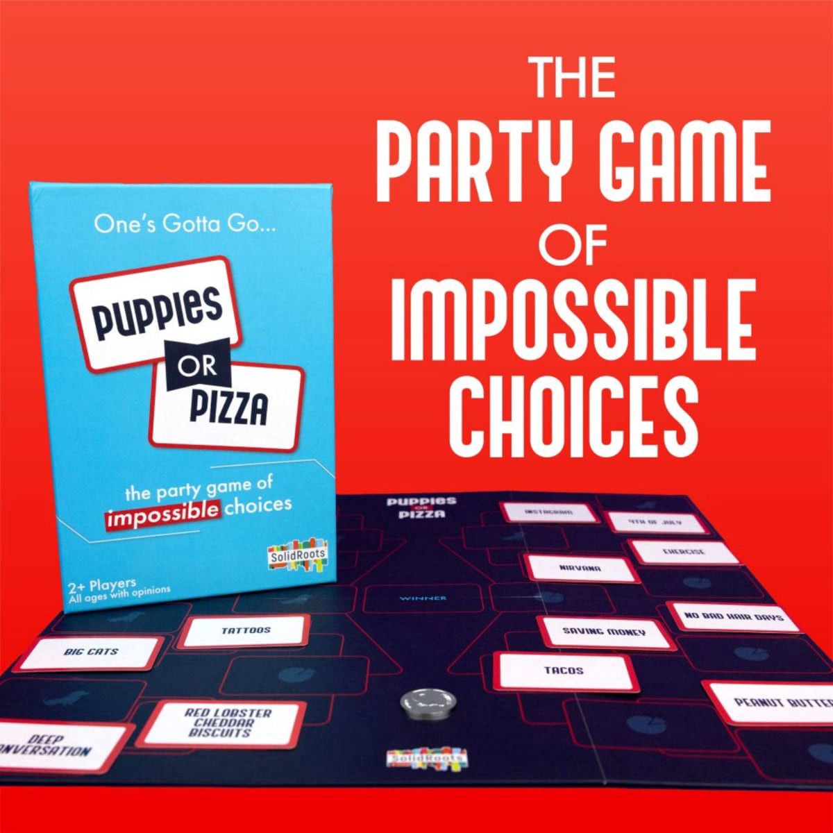 slide 4 of 25, Puppies or Pizza? The Card Game of Impossible Choices | Family Games, Adult Games, Travel Games, Camping Games | Party Games for Adults & Kids Ages 8+, 1 ct