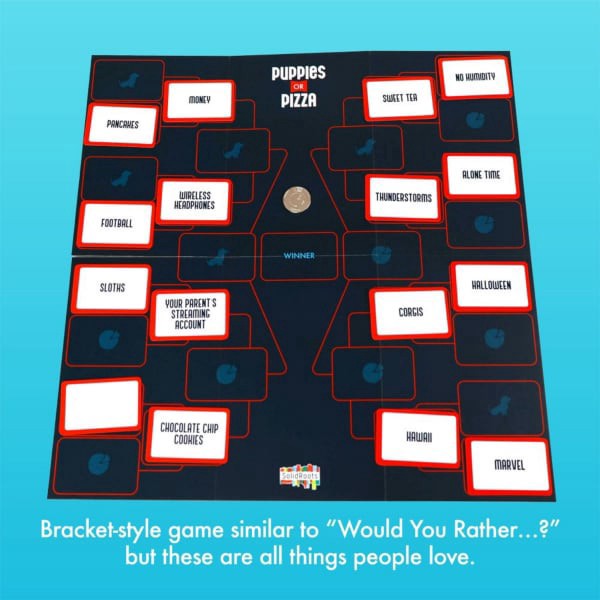 slide 16 of 25, Puppies or Pizza? The Card Game of Impossible Choices | Family Games, Adult Games, Travel Games, Camping Games | Party Games for Adults & Kids Ages 8+, 1 ct
