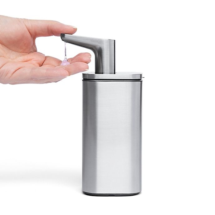 slide 3 of 6, simplehuman Brushed Pulse Soap Dispenser - Brushed Grey, 1 ct