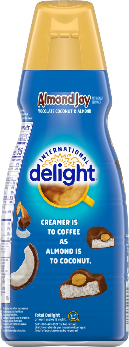 slide 8 of 12, International Delight Coffee Creamer, ALMOND JOY, Refrigerated Flavored Creamer, 32 FL OZ Bottle, 32 fl oz