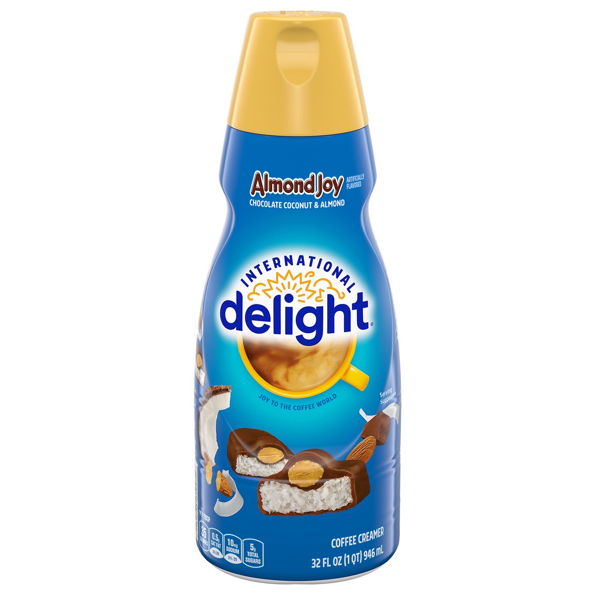 slide 1 of 12, International Delight Coffee Creamer, ALMOND JOY, 32 FL OZ Bottle, 32 fl oz