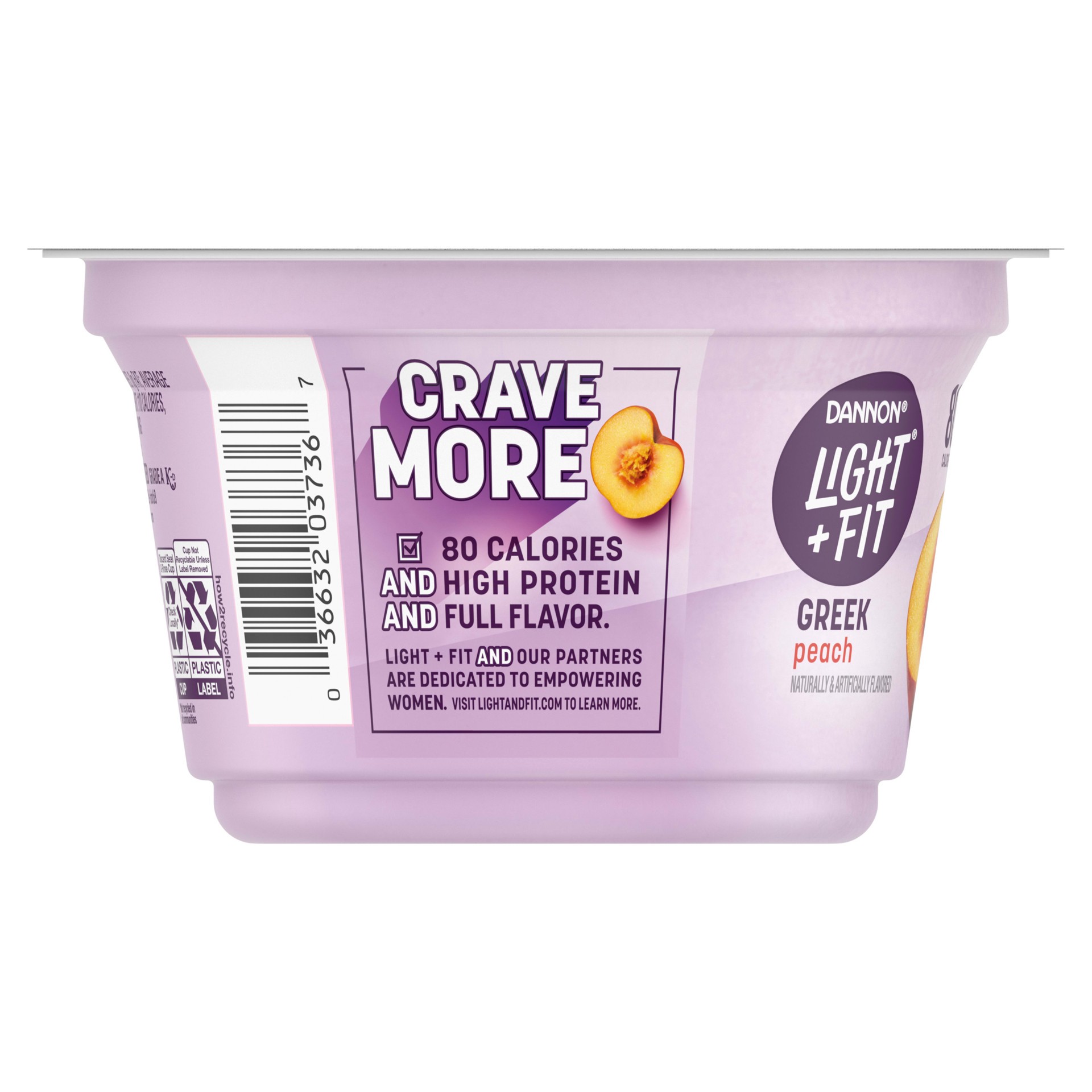 slide 4 of 5, Light + Fit Dannon Light + Fit Greek Nonfat Yogurt, Peach, Gluten-Free, 5.3 oz., 5.3 oz